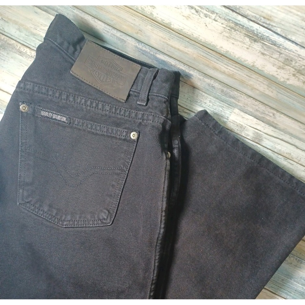 Harley Davidson Men's Black 34x28 Denim Jeans Straight Leg